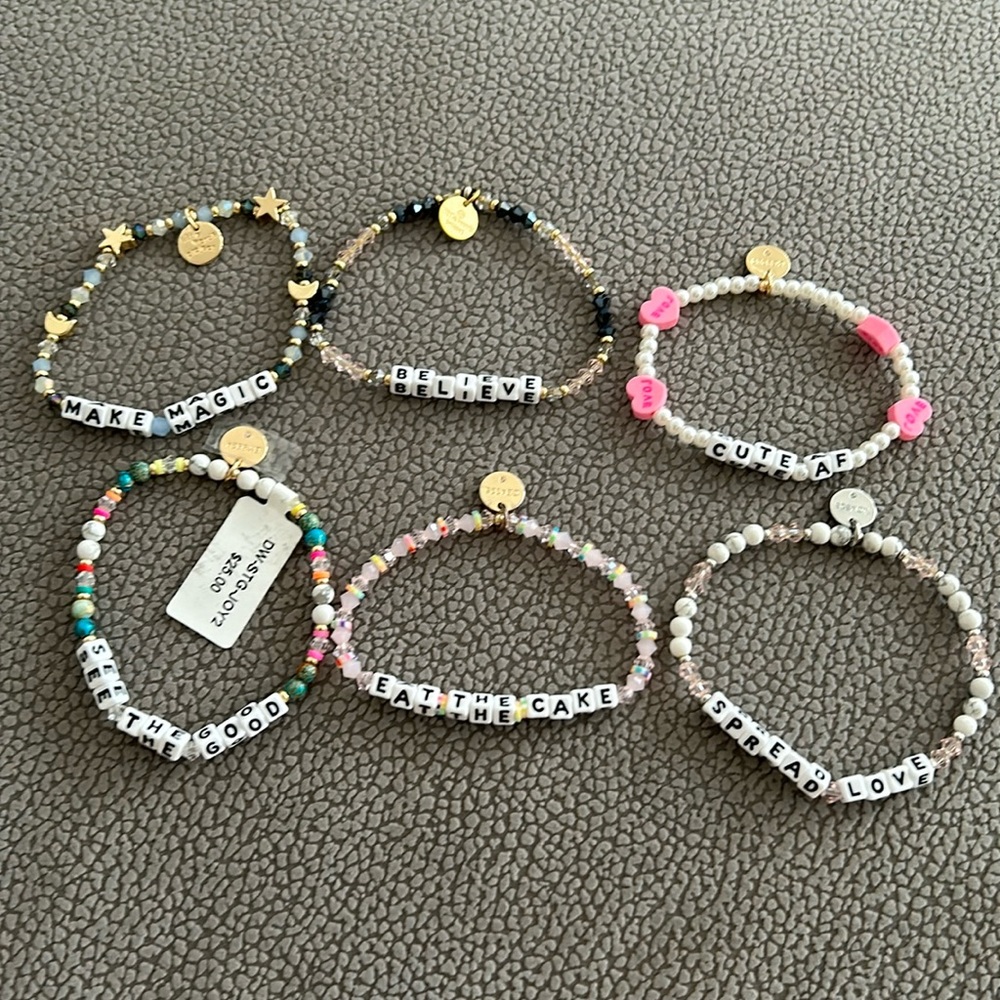 Lot of six (6) little words project bracelets